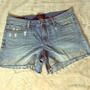 Lucky Brand embroidered cut off denim shorts
